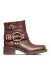Miu Miu Round-head Short Boots In Brown