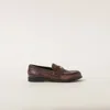 Miu Miu Vintage-effect Leather Penny Loafers In Brown