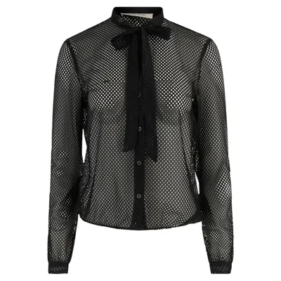 Pre-owned Miu Miu Vintage F/w 2000's  Blouse. Features An All-over Perforated Finish, Crea In Black