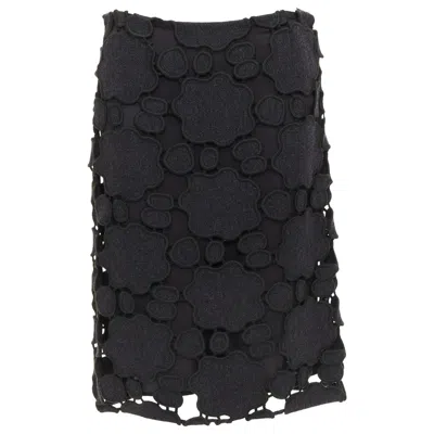 Pre-owned Miu Miu Vintage Grey Wool Cloud Cut Out Embroidery Anglais Skirt It38 Xs In Gray