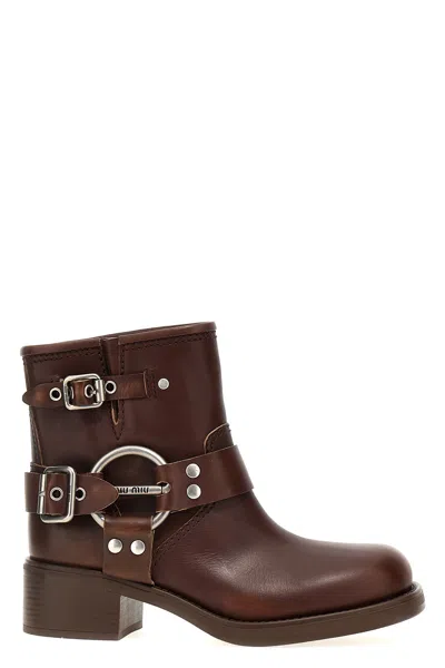 MIU MIU MIU MIU VINTAGE LEATHER ANKLE BOOTS