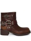 Miu Miu Round-head Short Boots In Brown