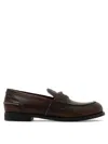 Miu Miu Vintage-effect Leather Penny Loafers Shoes In Brown