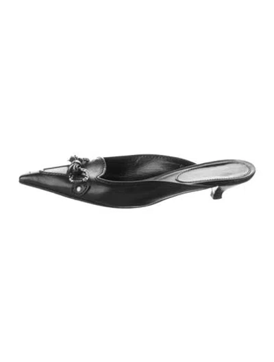 Pre-owned Miu Miu Vintage Leather Mules In Black
