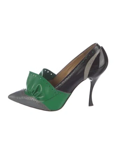 Pre-owned Miu Miu Vintage Leather Pumps In Green
