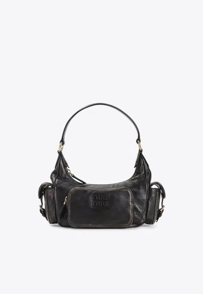 Miu Miu Vintage Leather Shoulder Bag In Brown