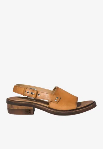 Miu Miu Vintage Leather Slingback Sandals In Brown
