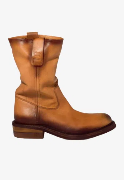 MIU MIU VINTAGE LEATHER SLOUCHY BOOTS