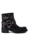 Miu Miu Leather Vintage-effect Ankle Boots 50 In Black