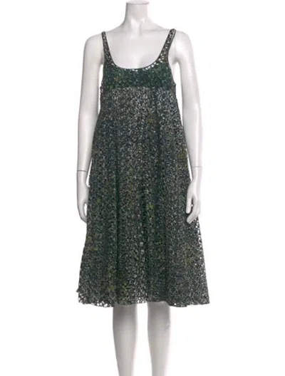 Pre-owned Miu Miu Vintage Midi Length Dress In Green