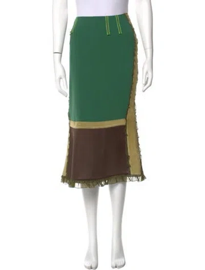 Pre-owned Miu Miu Vintage Midi Length Skirt In Green
