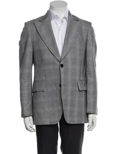 Pre-owned Miu Miu Vintage Plaid Print Blazer In Grey