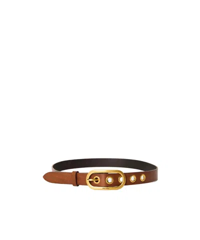 Miu Miu Vintage Ringlet Leather Belt In Brown