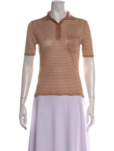 Pre-owned Miu Miu Vintage Striped Polo In Orange
