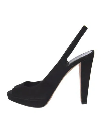 Pre-owned Miu Miu Vintage Suede Slingback Pumps In Black