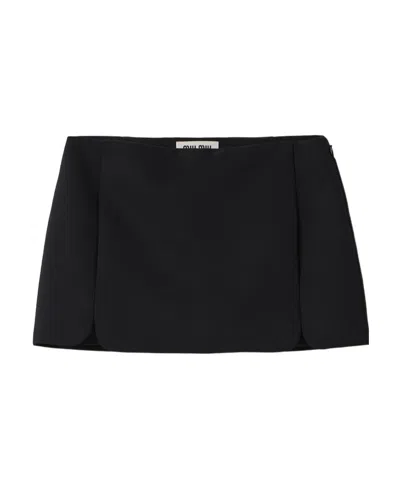 Miu Miu Virgin Wool-blend Miniskirt In Black