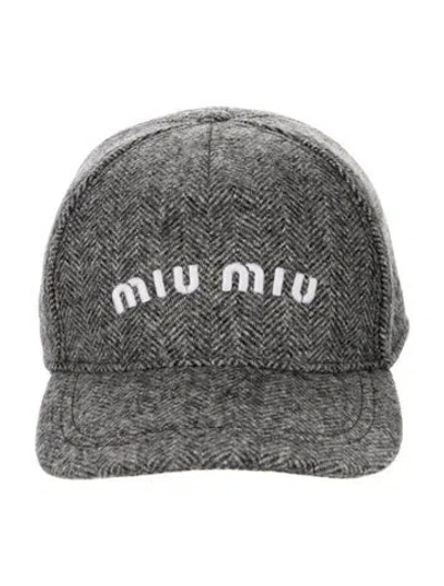 Pre-owned Miu Miu Virgin Wool Embroidered Baseball Cap In Multi