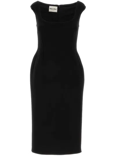 MIU MIU VIRGIN WOOL MIDI DRESS