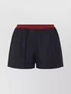Miu Miu Virgin Wool Pinstriped Shorts In Black