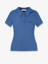 Miu Miu Short Sleeve Polo Shirt Ribbed Texture In Blue