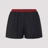 Miu Miu Virgin Wool Pinstriped Shorts In Blue