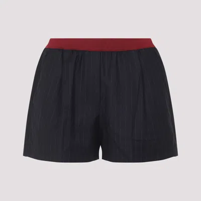Miu Miu Virgin Wool Shorts In Blue