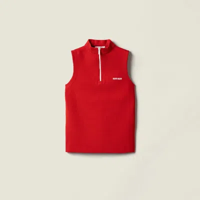 Miu Miu Virgin Wool Sleeveless Sweater In Red
