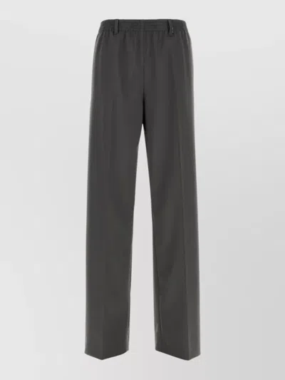 Miu Miu Virgin Wool Straight-leg Trousers In Gray