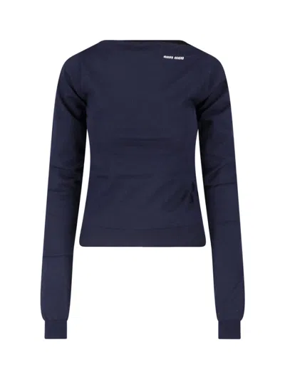 Miu Miu Virgin Wool Sweater In Blue