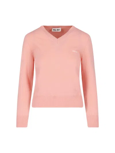 Miu Miu Virgin Wool Sweater In Orange