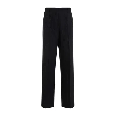 Miu Miu Virgin Wool Trousers Trousers In Blue