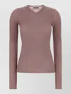 Miu Miu Viscose Blend Knit Top Long Sleeves In Neutral