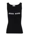 Miu Miu Logo Intarsia Ribbed Tank Top In Black