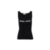 Miu Miu Logo Intarsia Ribbed Tank Top In Black