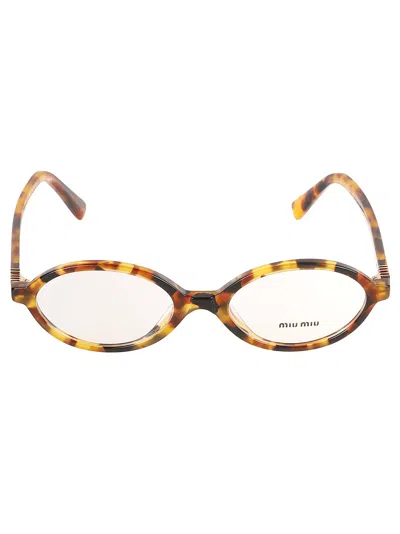 Miu Miu Tortoiseshell Oval-frame Glasses In 19p1o1