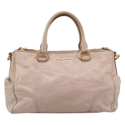 Pre-owned Miu Miu Vitello Lux Ring Satchel Leather Pink Leather Handbag ()