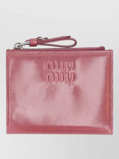 Miu Miu Vitello Shine Compact Wallet Snap And Zip