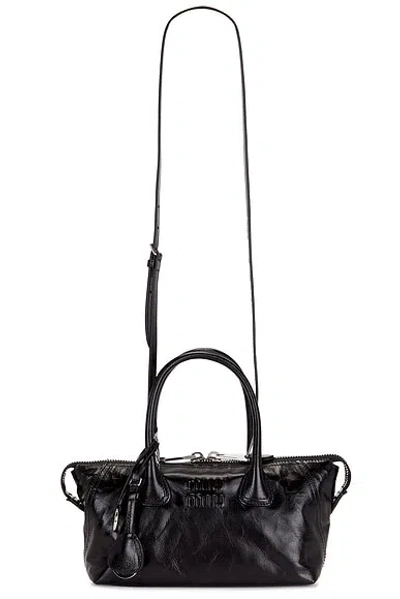 Miu Miu Vitello Shine Tote Bag In Nero