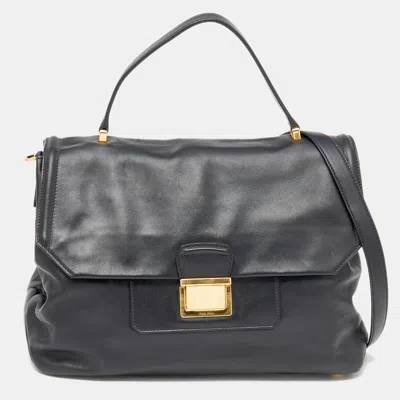 Miu Miu Vitello Soft Leather Large Top Handle Bag In Gray