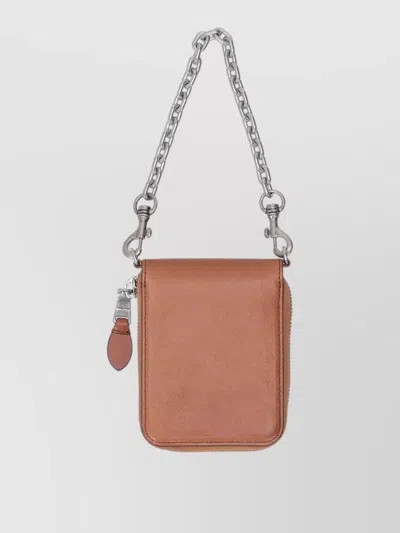 Miu Miu Vitello Wallet Cardholder Chain Strap Design In Orange