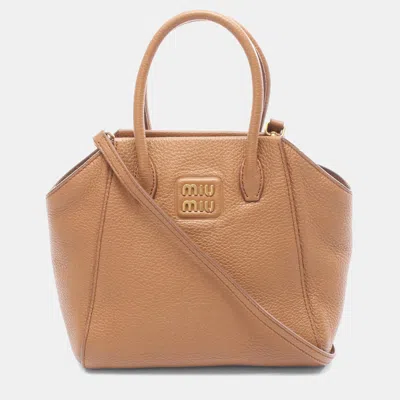 Pre-owned Miu Miu Vitterodino Brown Vitello Daino Leather Crossbody Bag