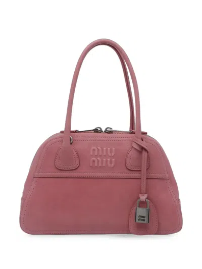 Miu Miu Vivant Logo-embossed Tote Bag In Red