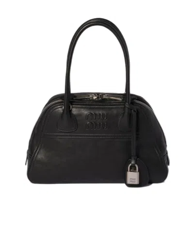 Miu Miu Vivant Nappa Leather Bag In Black