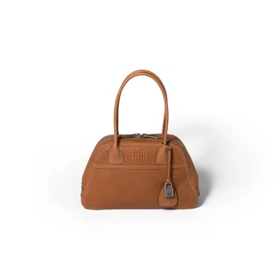 Miu Miu Vivant Nappa Leather Bag In Brown