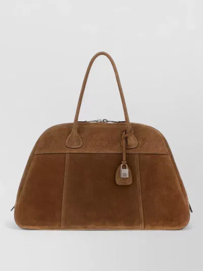 Miu Miu Vivant Suede Shopping Bag Lock Charm Top Handles