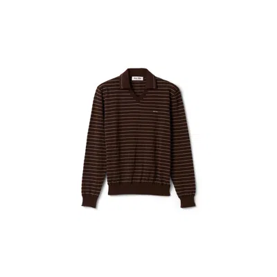 Miu Miu V-neck Cotton Sweater In Brown