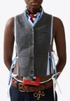 Miu Miu Knitwear Top Sleeveless Ribbed Hem Pockets In Gray