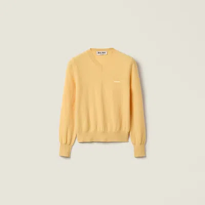 Miu Miu V-neck Wool Cardigan In Cream