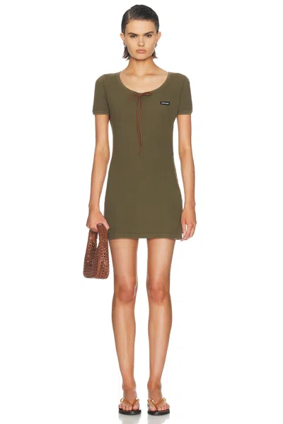 Miu Miu Waffle Dress In Green
