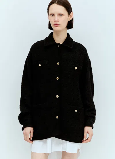 Miu Miu Waffle-knit Jacket In Black